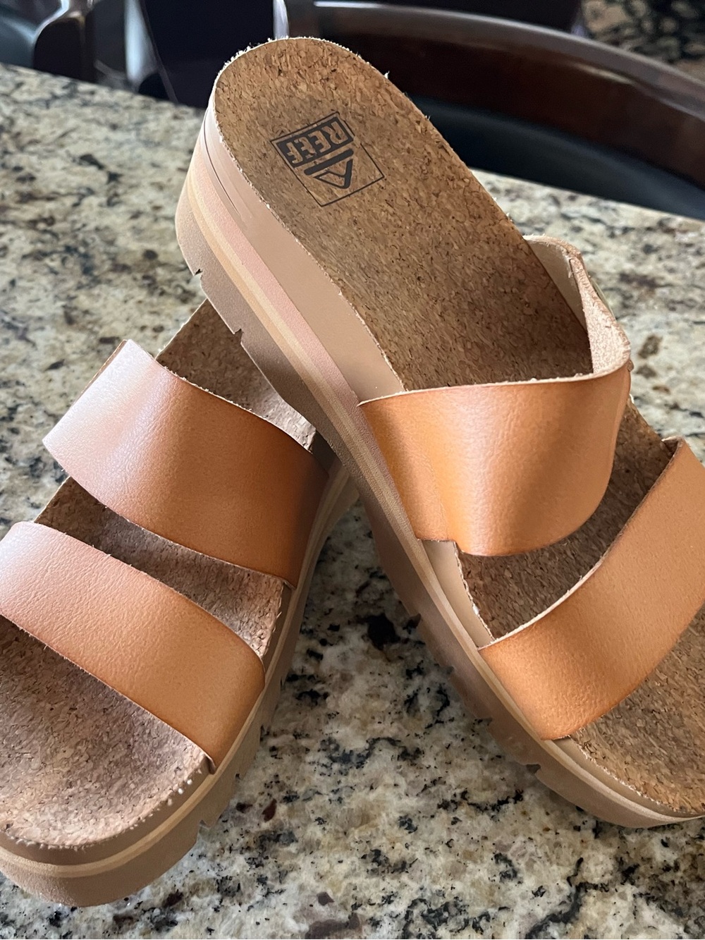REEF Women's cushioned Vista Hi two banded Platform Sandals in tan